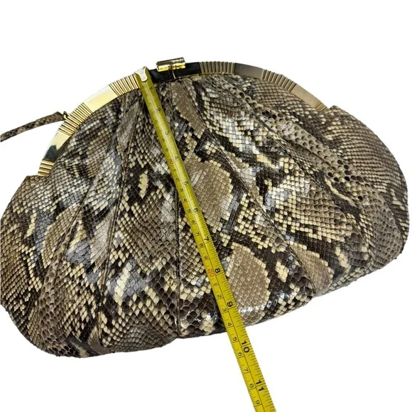 JUDITH LEIBER GENUINE PYTHON SNAKESKIN CLASP DEVIN PURSE CLUTCH